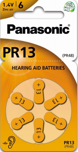 Panasonic Gr. 13 Hörgerätebatterien 6er Blister PR48 Orange 24606 PR-13 2A712149