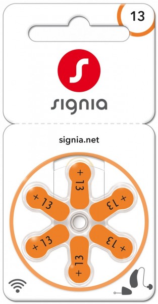 Signia Gr. 13 Hörgerätebatterien Orange 6er Blister PR48 24606 Sig13 p13mf
