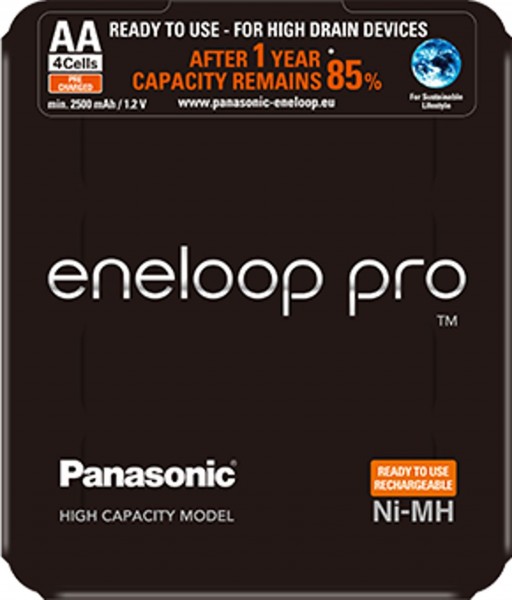 Panasonic eneloop Pro AA Akku Mignon min. 2500 mAh 4er Blister 1,2 V LSD in der Aufbewahrungsbox BK-