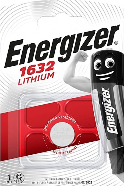 Energizer Lithium 3V Zelle 1er Blister CR1632 IEC C Knopfzelle ECR1632