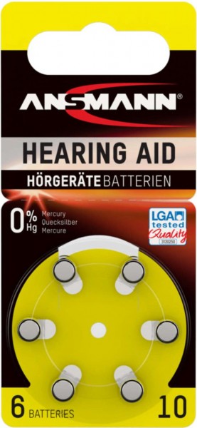 ANSMANN Hörgerätebatterien Gelb PR70 10 1,45V 6er-Blister 0%HG LGA Tested Quality 5013223