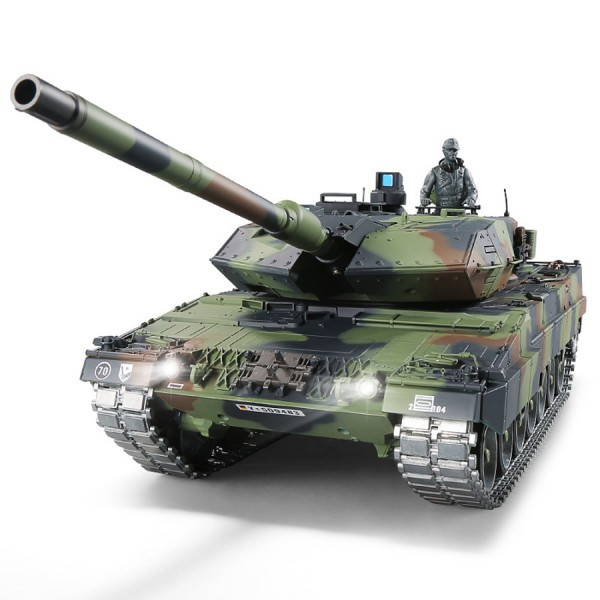 RC Panzer "German Leopard 2A6" Heng Long 1:16 mit R&S, Metallgetriebe (Stahl) und Metallketten -2,4G