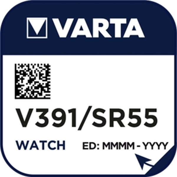 Varta Watch V 391 Uhrenzelle SR 1120 W V391 (SR55) Silber-Oxid Knopfzelle 40mAh 1,55 V 1er Blister V