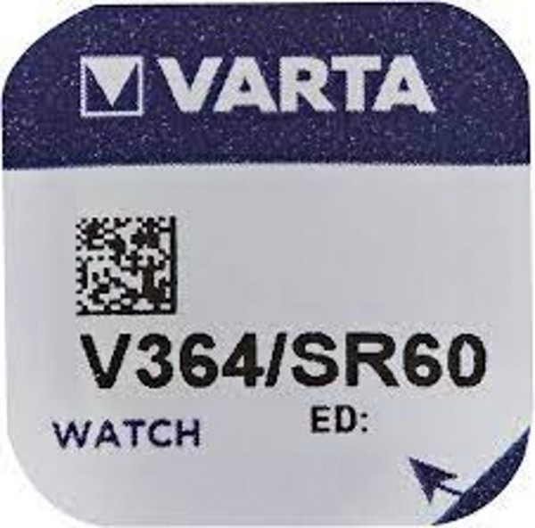 Varta Watch V 364 Uhrenzelle SR621 SW V364 (SR60) Silber-Oxid Knopfzelle 17mAh 1,55 V 1er Blister V