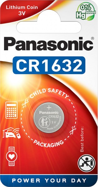 Panasonic Lithium 3V Zelle 1er Blister CR1632 Knopfzelle Lithium Coin CR-1632EL/1B