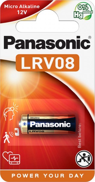 Panasonic 1er Blister Micro Alkaline LRV08/1BP Alkaline 12V Produktgröße 28 mm x 10 mm A23 MN21 LRV0