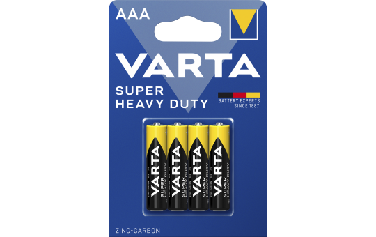 Micro-Batterie VARTA ''Super Heavy Duty'' Zink-Kohle, Typ AAA, R03, 1,5V, 4er-Pack