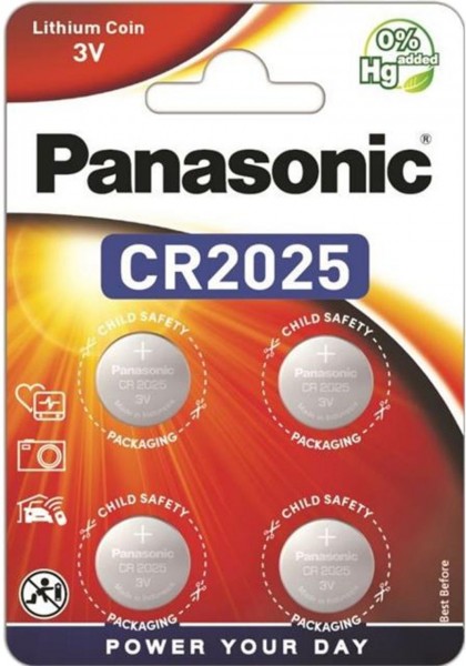 Panasonic Knopfzelle Lithium CR2025 Batterie 4er Blister 3V DL2025 BR2025 KCR2025 LM2025 CR-2025EL/4