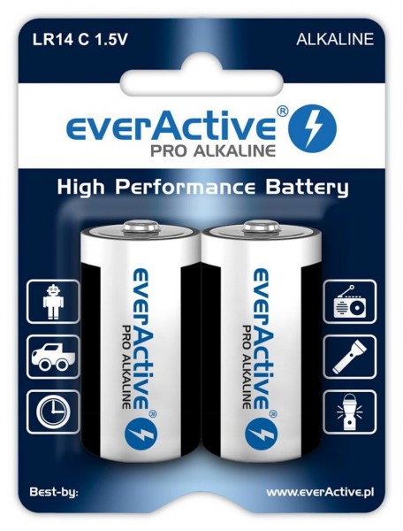 everActive Pro Alkaline LR14 C 1,5V High Performance Batterie 2er Blister 8000 mAh VLR14-PRO