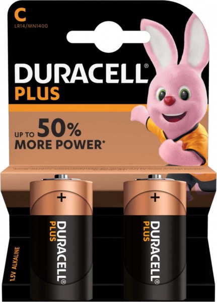 Duracell Plus Power C LR14 Baby 1,5 V Alkaline Batterie 2er Blister MN1400 Mezza Torcia MN1400