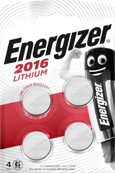 Energizer Lithium 3V Zelle 4er Blister CR2016 IEC C Knopfzelle ECR20164