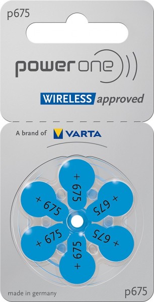 Varta Power One Gr. 675 Hörgerätebatterien 1,45V 6er Blister PR44 Blau 24600 p675