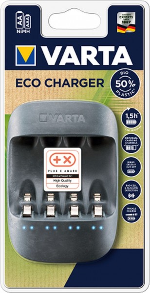 Varta Ladegerät AA/AAA eco charger 50% recycling Plastic 1,5h quick charge, trickle charge, bad cell