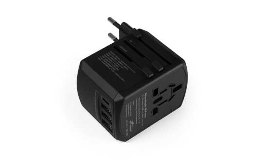 Reiseadapter McPower, für 150 Länder, 3x USB Typ A + 1x USB Typ C, max. 4,5A