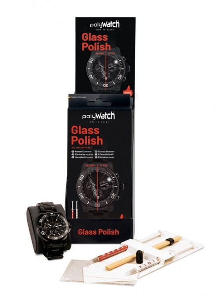 POLYWATCH Glaskratzer Entferner High-Tech für Uhrenglas All-Inclusive Set mit 2 Tuben à 5g, 1 Polier